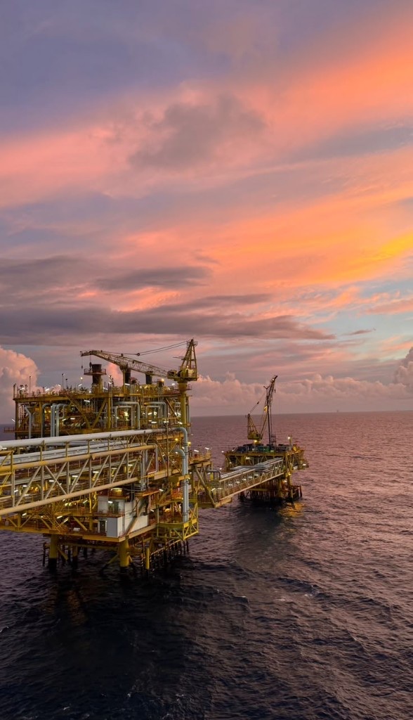 Offshore platform at dusk