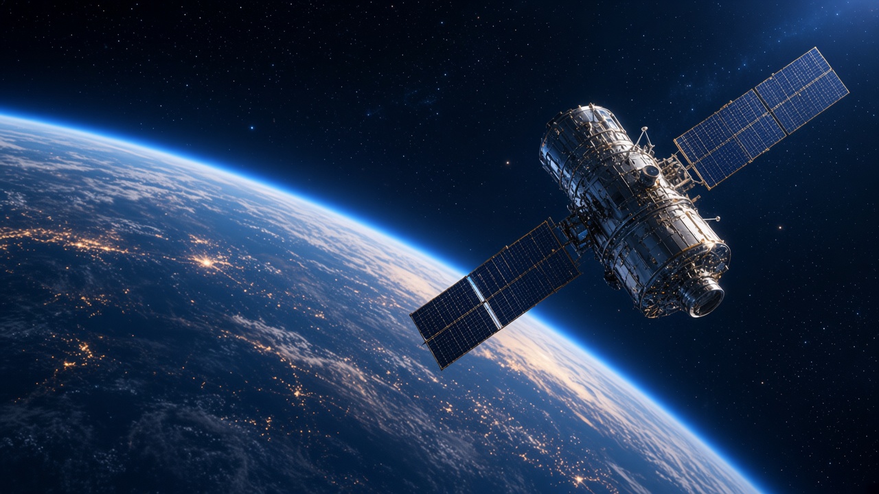 Communications satellite above the Earth